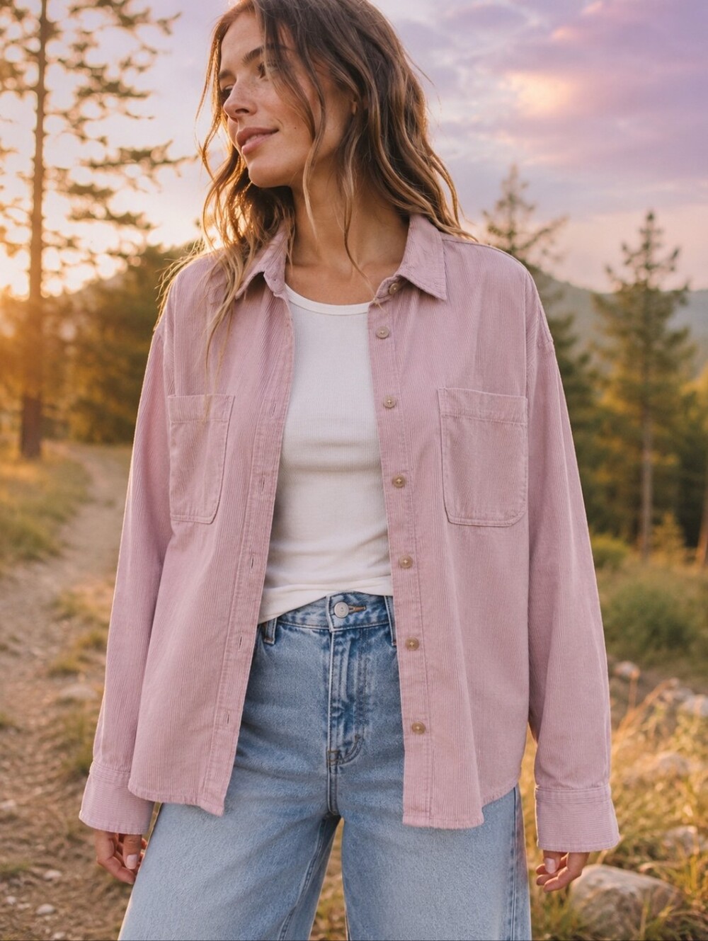 Madewell pink corduroy shirt jacket
